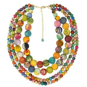 NEW WORLD FINDS women's kantha inlet necklace in multi